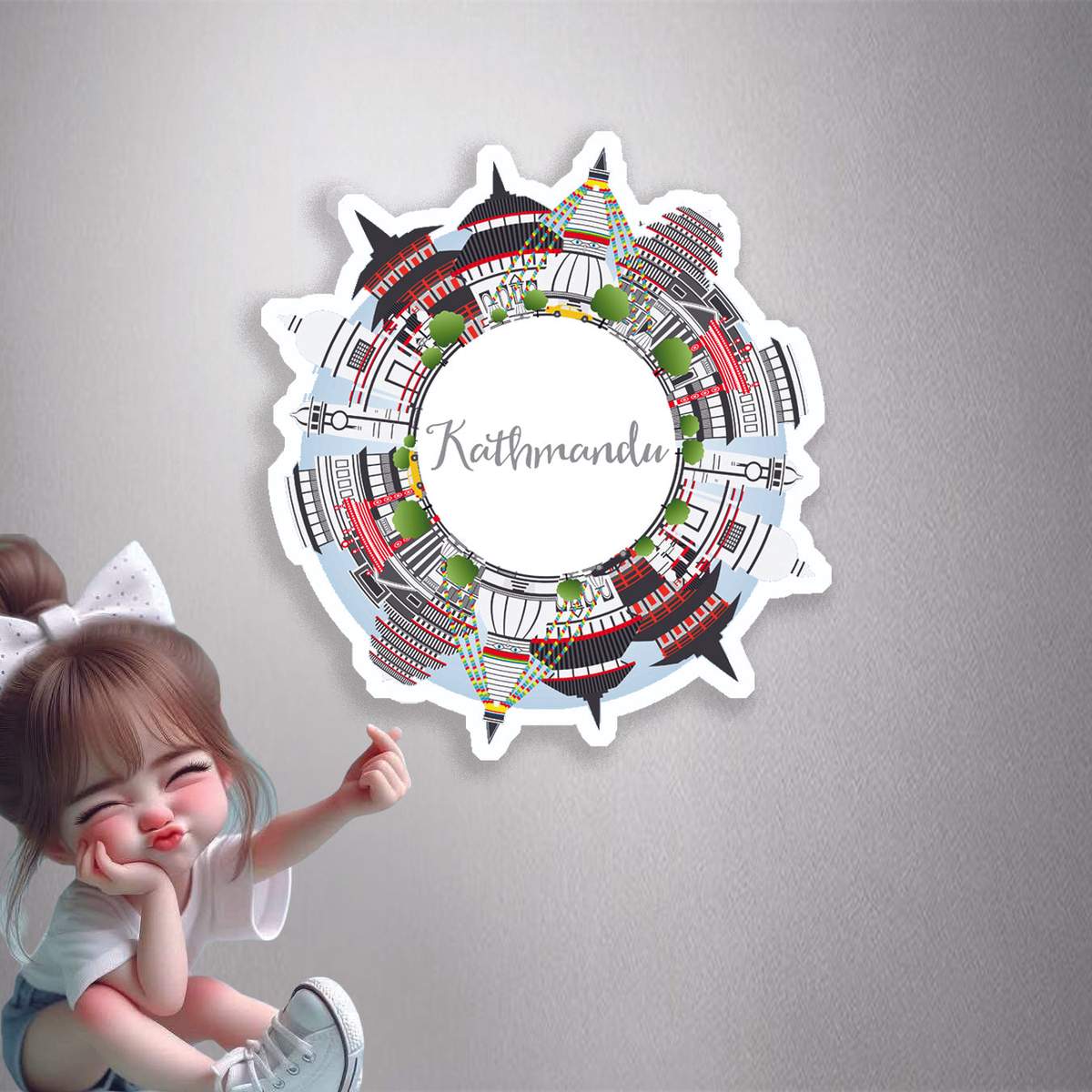 Kathmandu Circular Skyline Premium Vinyl Stickers