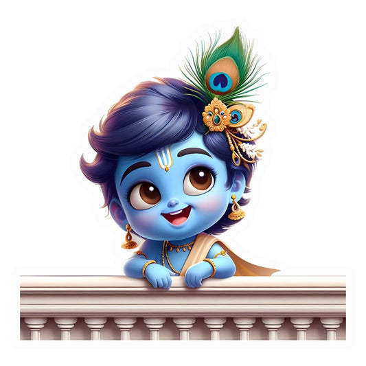 Baby Krishna Peek Premium Vinyl Stickers