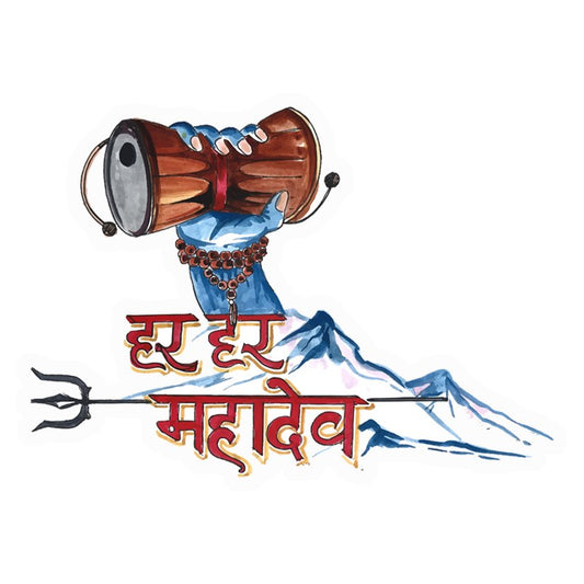 Har Har Mahadev Damaru Premium Vinyl Stickers