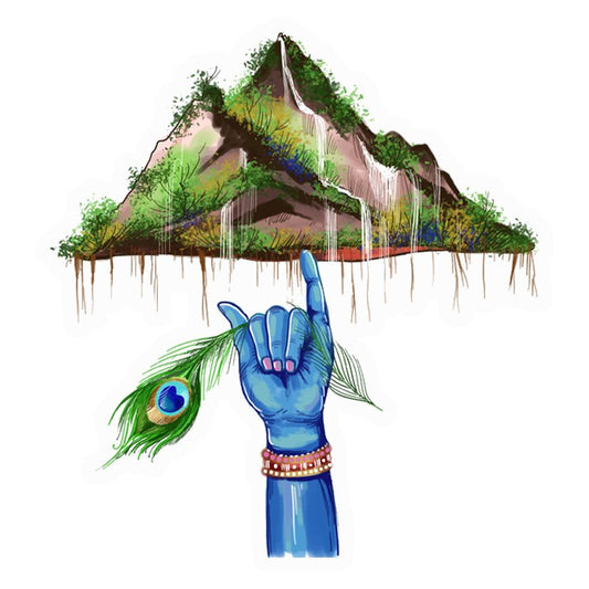 Krishna Govardhan Lift Premium Vinyl Stickers