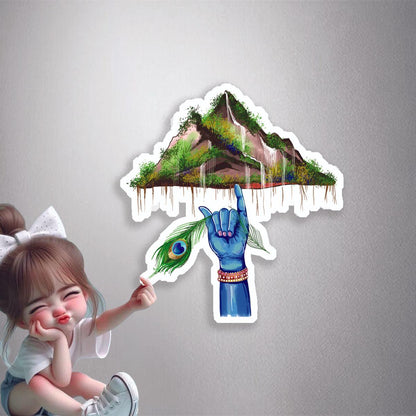Krishna Govardhan Lift Premium Vinyl Stickers