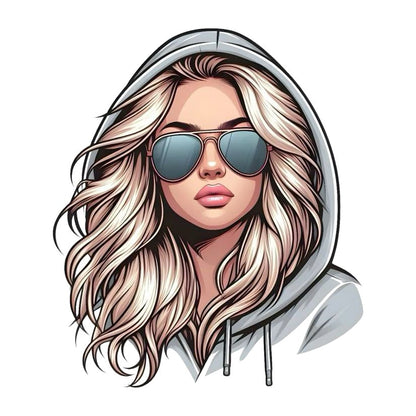 Blonde Girl in Hoodie Premium Vinyl Stickers