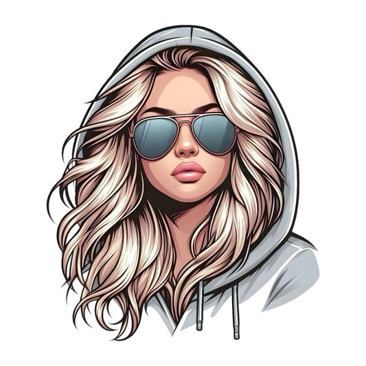 Blonde Girl in Hoodie Premium Vinyl Stickers