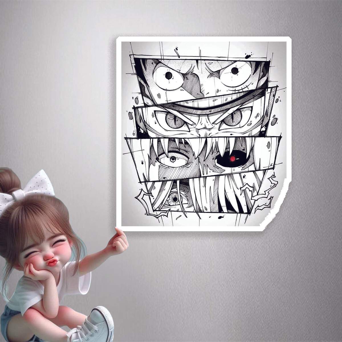 Anime Eyes Collage Premium Vinyl Stickers
