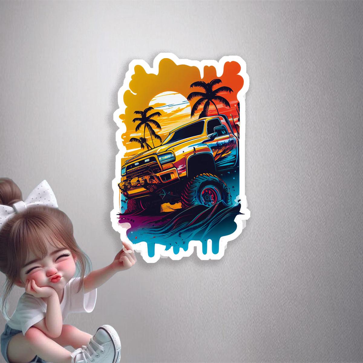 Off-Road Beach Sunset Premium Vinyl Stickers