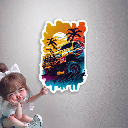 Off-Road Beach Sunset Premium Vinyl Stickers