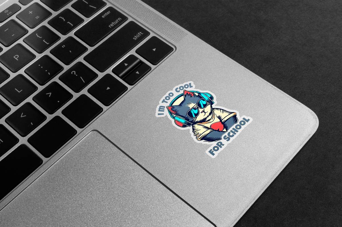 I'm Too Cool For School Cat Premium Vinyl Stickers