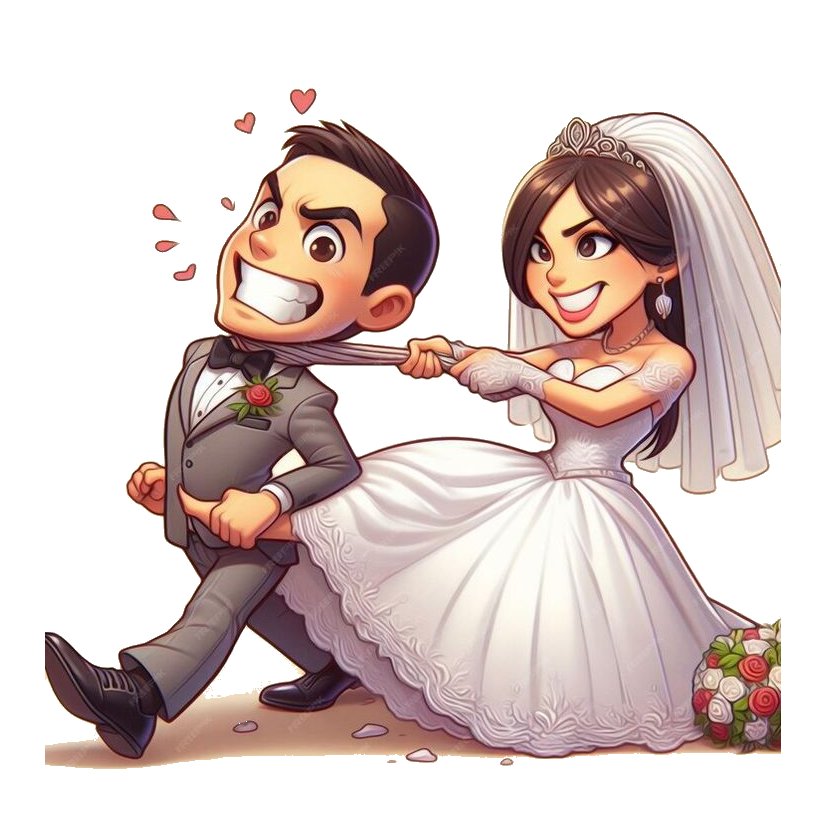 Just Married Bride Pulling Groom Premium Vinyl Stickers