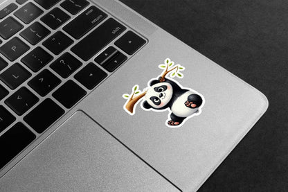 Panda Hanging On Branch Premium Vinyl Stickers