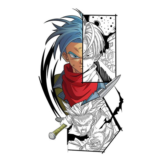 Future Trunks Split Art Premium Vinyl Stickers