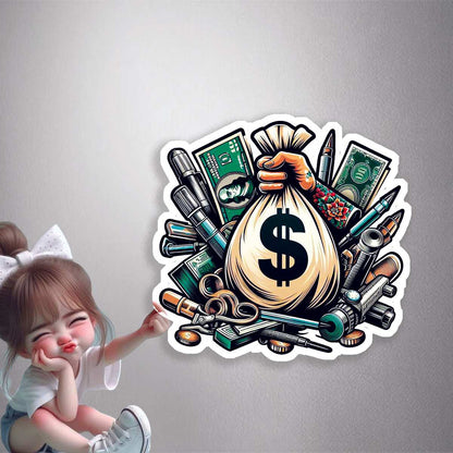 Money Bag Tattoo Premium Vinyl Stickers