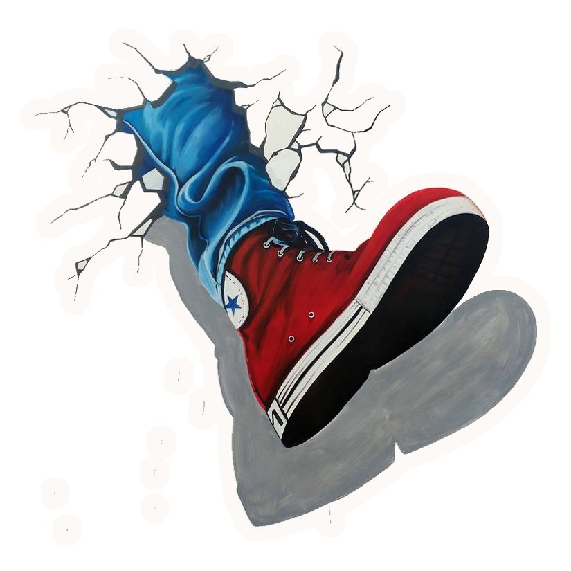 Converse Breaking Through Wall Premium Vinyl Stickers