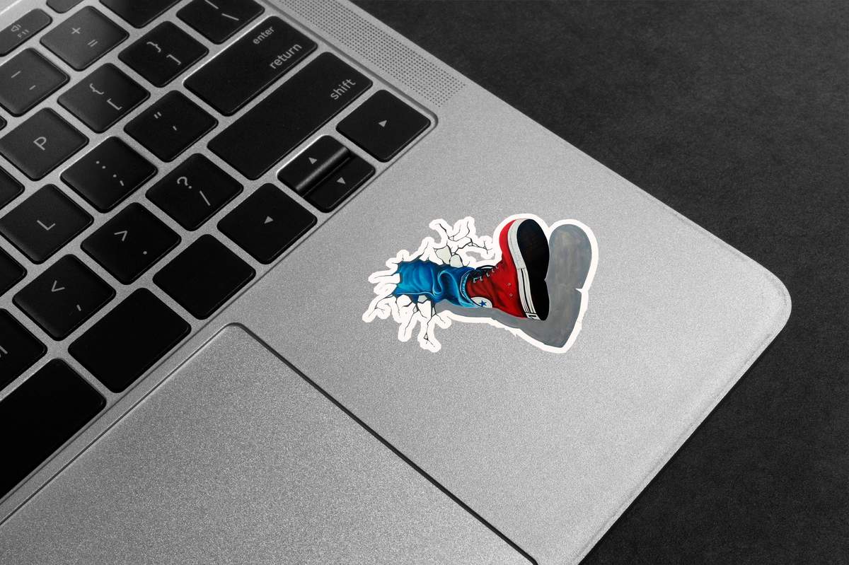 Converse Breaking Through Wall Premium Vinyl Stickers