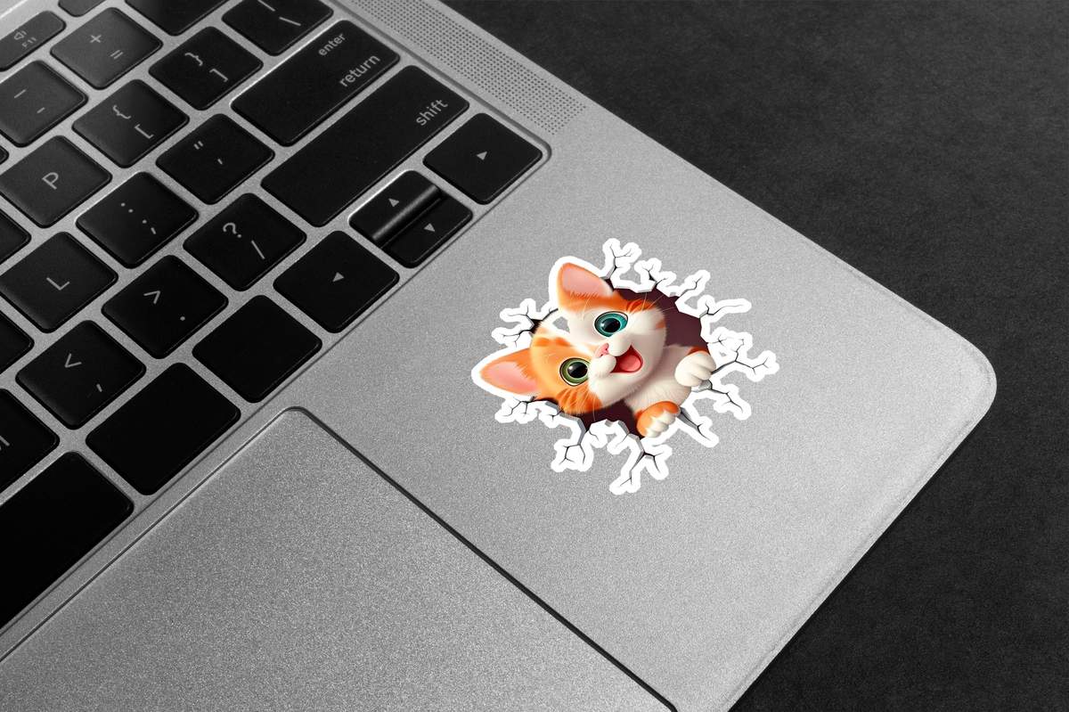 Kitten Breaking Through Wall Premium Vinyl Stickers