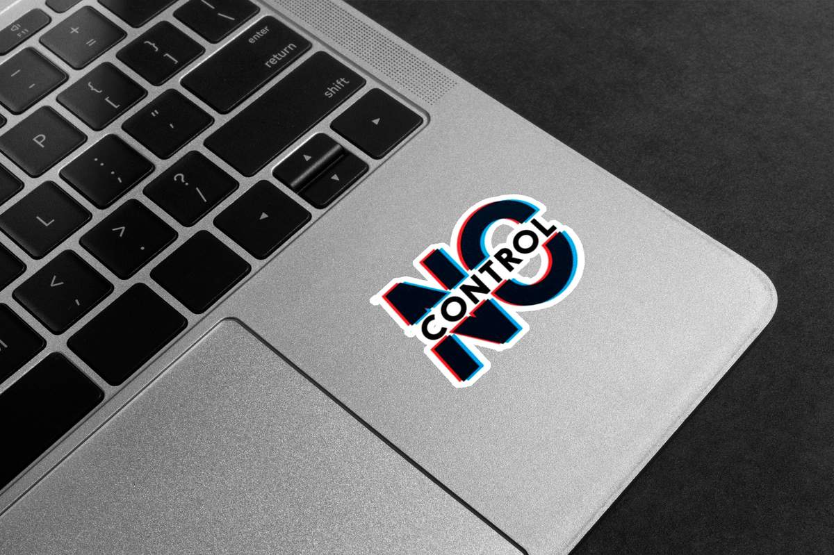 No Control Glitch Text Premium Vinyl Stickers