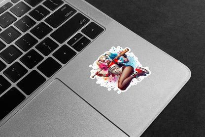 Harley Quinn with Bat Premium Vinyl Stickers