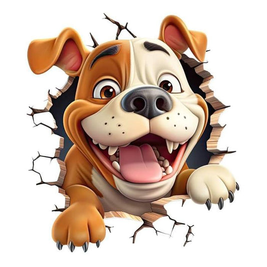 Dog Breaking Through Wall Premium Vinyl Stickers