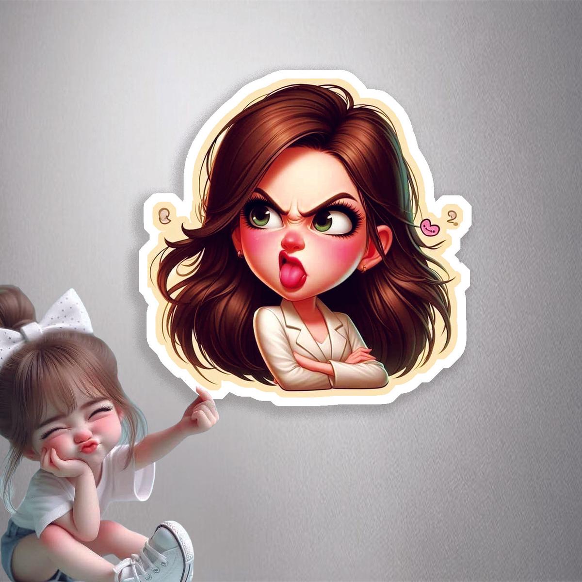Sassy Girl Sticking Tongue Out Premium Vinyl Stickers