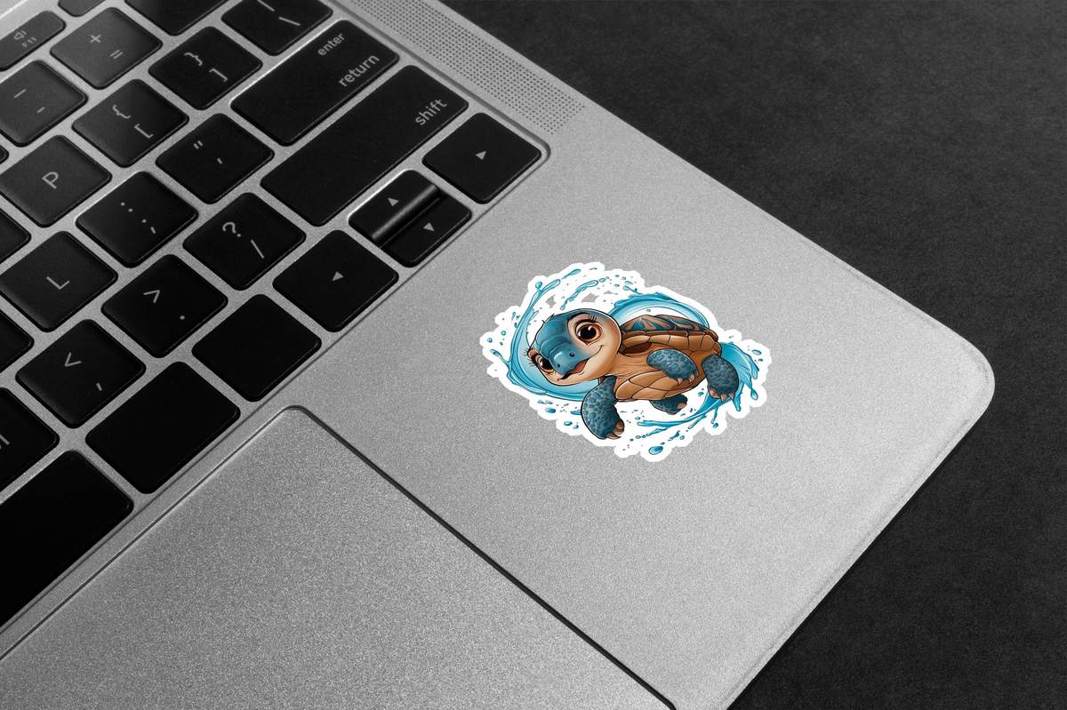 Cute Sea Turtle Splash Premium Vinyl Stickers