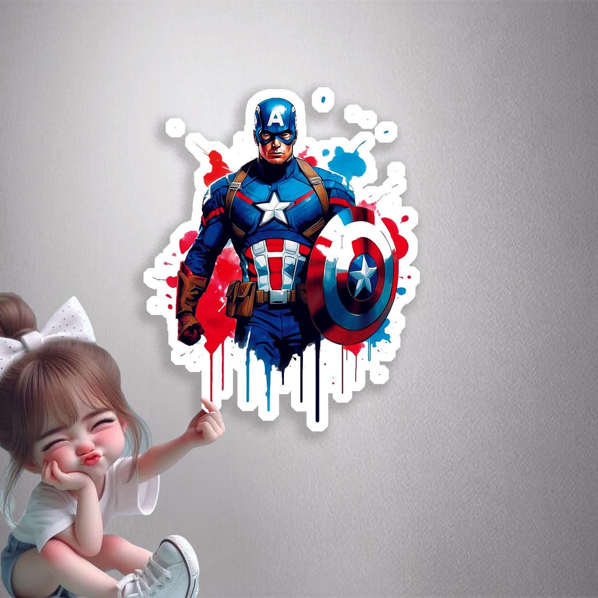 Captain America Splash Art Premium Vinyl Stickers