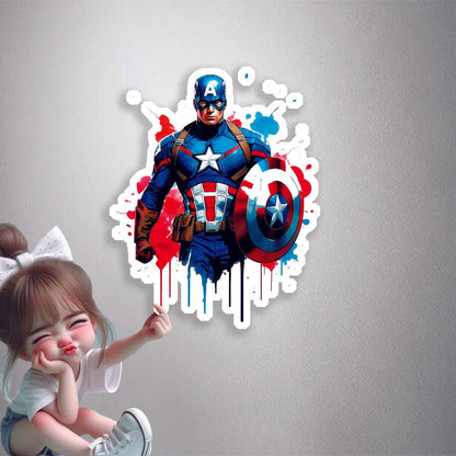 Captain America Splash Art Premium Vinyl Stickers
