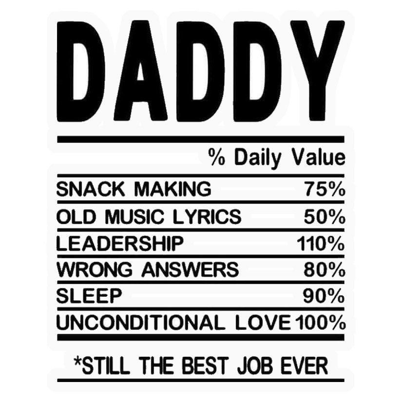 Daddy Nutrition Facts Premium Vinyl Stickers