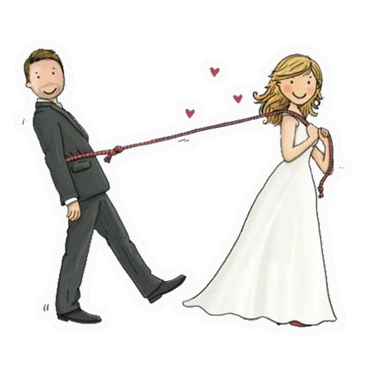 Just Married Rope Pull Premium Vinyl Stickers