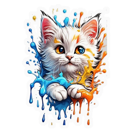 Colorful Splash Kitty Premium Vinyl Stickers