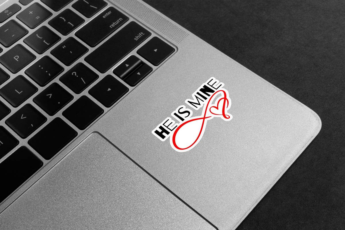 He Is Mine Infinity Heart Premium Vinyl Stickers