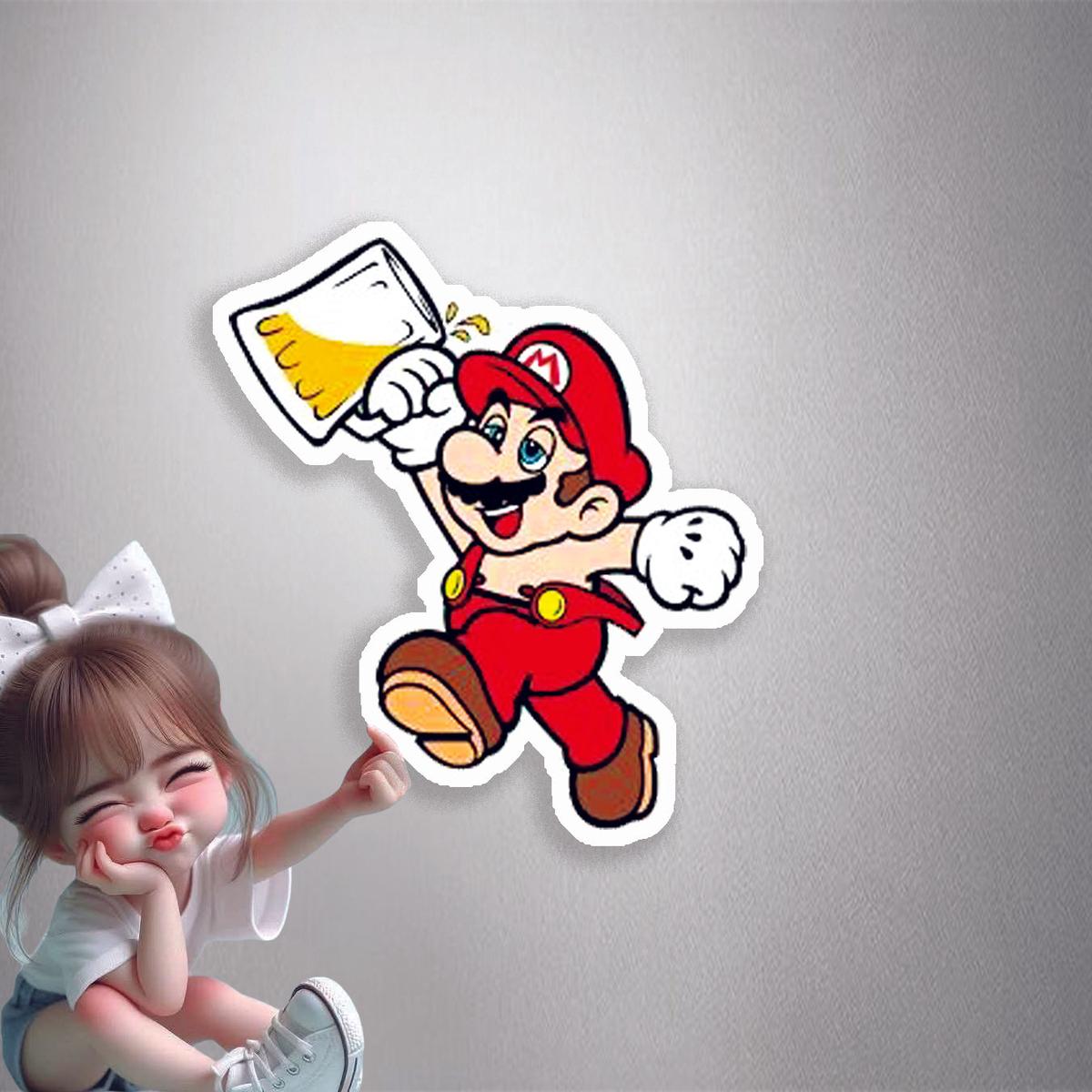 Mario Drinking Beer Premium Vinyl Stickers