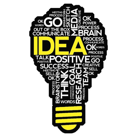 Idea Word Cloud Bulb Premium Vinyl Stickers