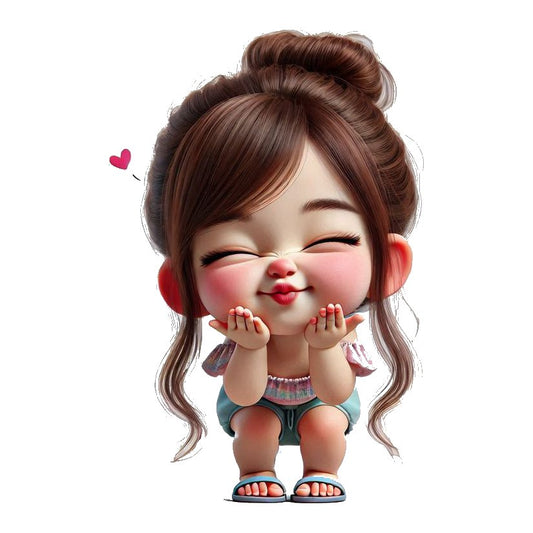 Cute Girl Blowing Kisses Premium Vinyl Stickers