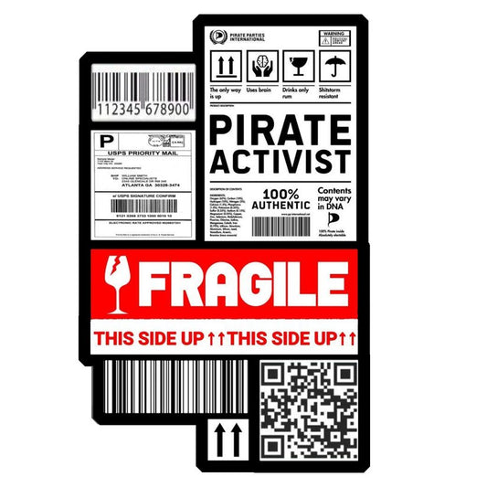 Pirate Activist Fragile Label Premium Vinyl Stickers