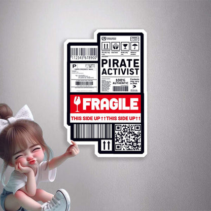 Pirate Activist Fragile Label Premium Vinyl Stickers