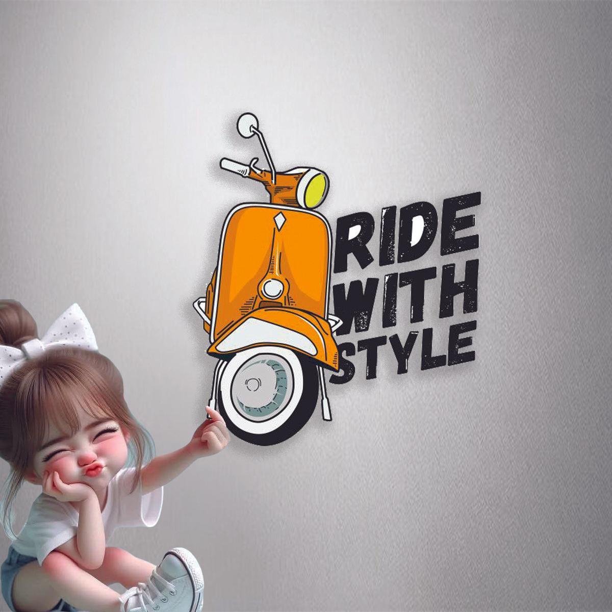 Ride With Style Scooter Premium Vinyl Stickers