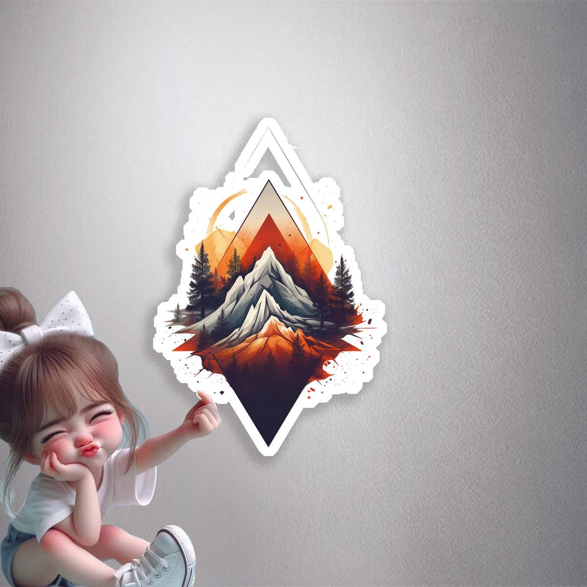 Geometric Mountain Forest Premium Vinyl Stickers