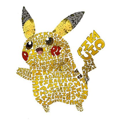 Pikachu Word Art Premium Vinyl Stickers