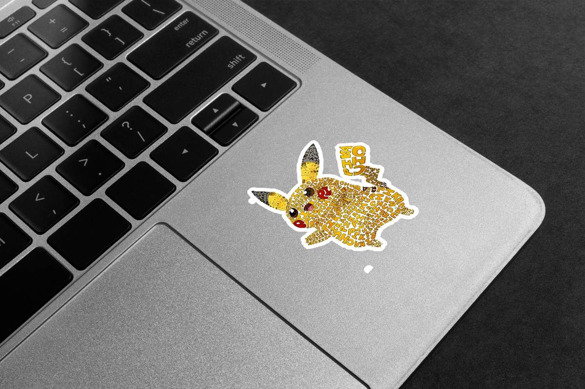 Pikachu Word Art Premium Vinyl Stickers