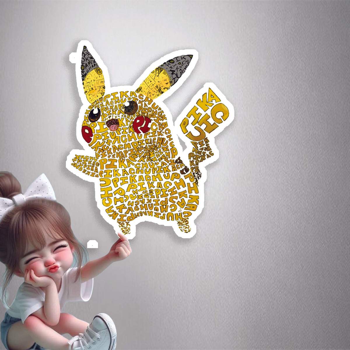 Pikachu Word Art Premium Vinyl Stickers