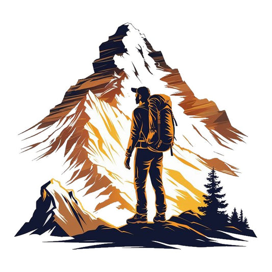 Mountain Hiker View Premium Vinyl Stickers