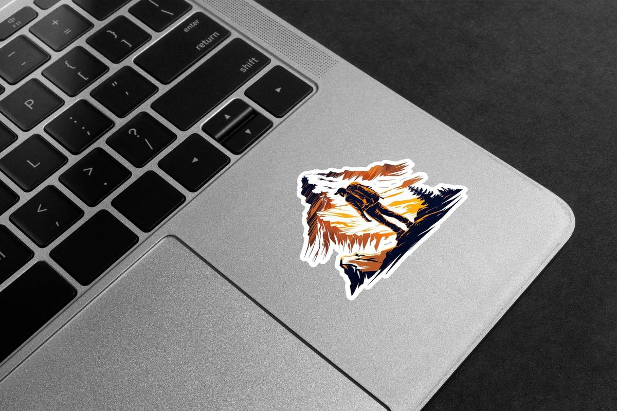Mountain Hiker View Premium Vinyl Stickers