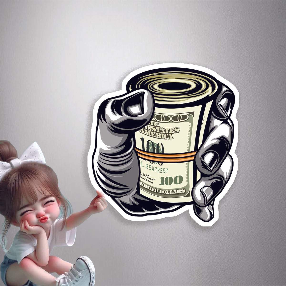 Money Roll Cash Premium Vinyl Stickers