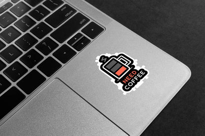 Need Coffee Battery Premium Vinyl Stickers