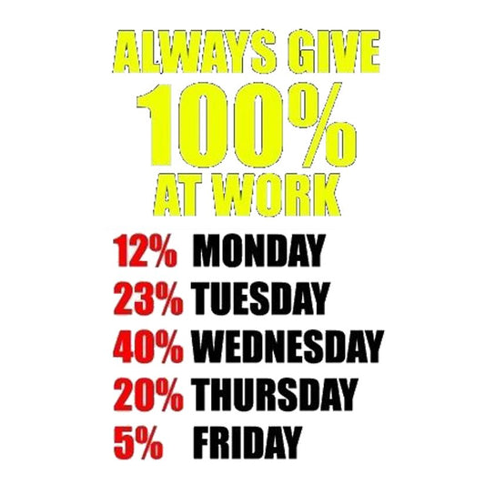 100% Work Week Premium Vinyl Stickers