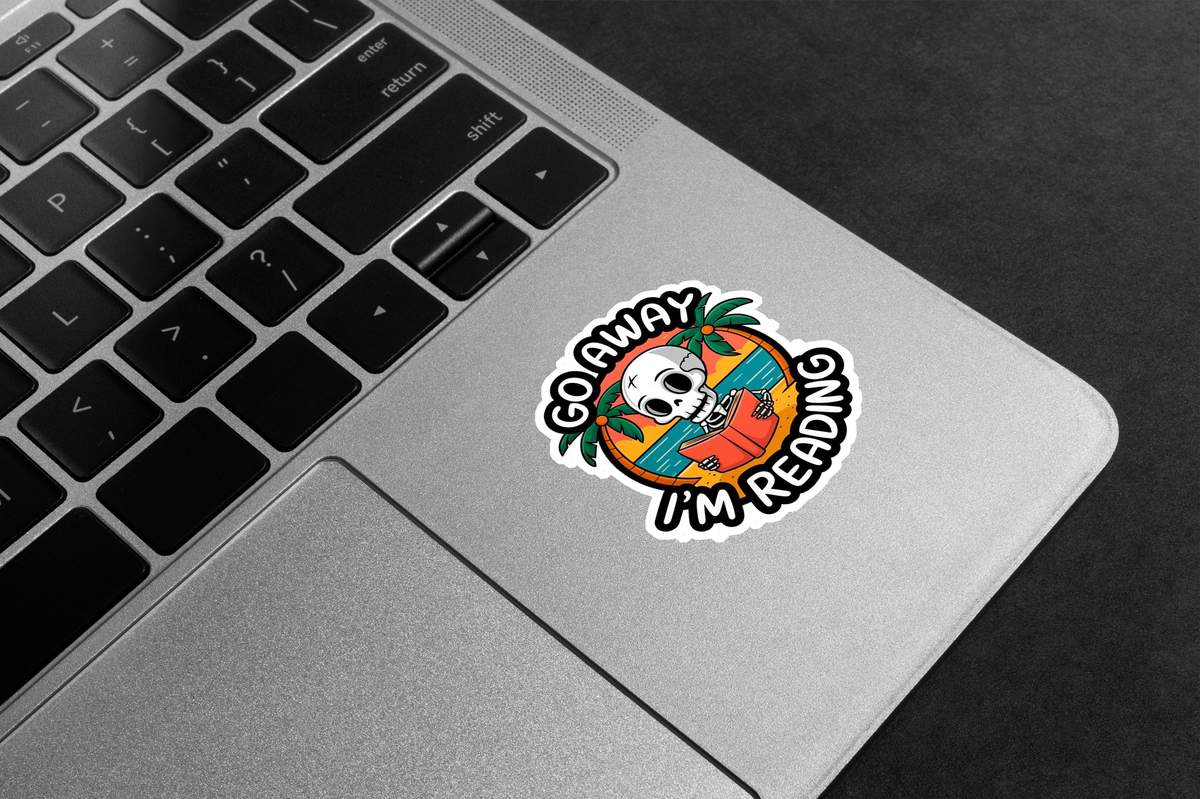 Go Away Reading Skeleton Premium Vinyl Stickers