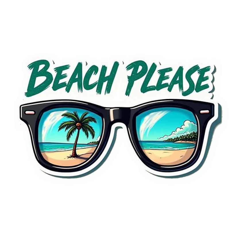 Beach Please Sunglasses Premium Vinyl Stickers