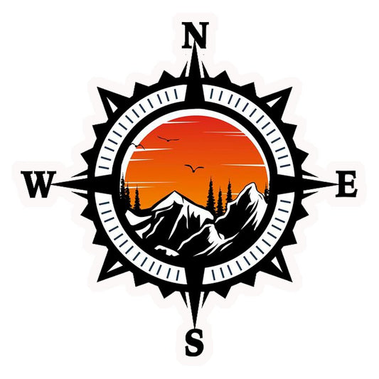 Adventure Compass Sunset Premium Vinyl Stickers