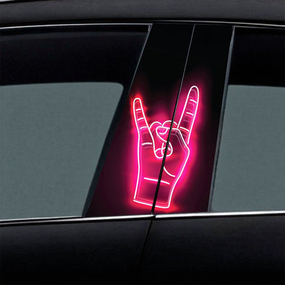 Neon Red Swag Hand Gesture Car Pillar Sticker