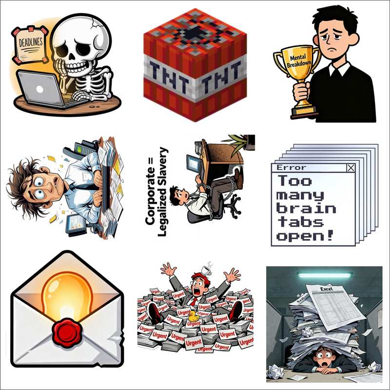Corporate Office Life Funny Stickers Pack – Work Stress & Boss Humor