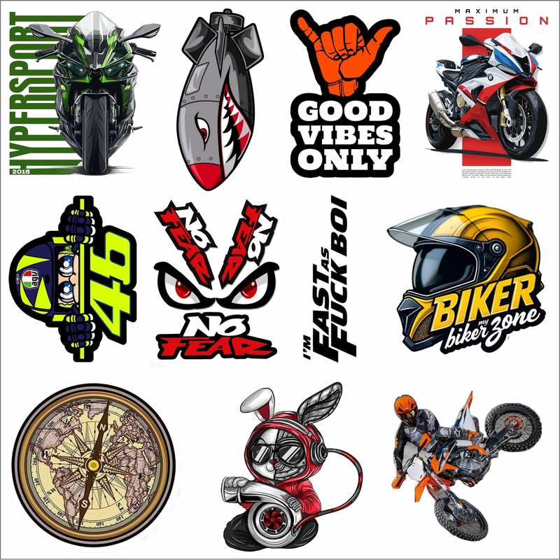 Biker & Money Motivation Stickers Pack – Street Style Vinyl Decals